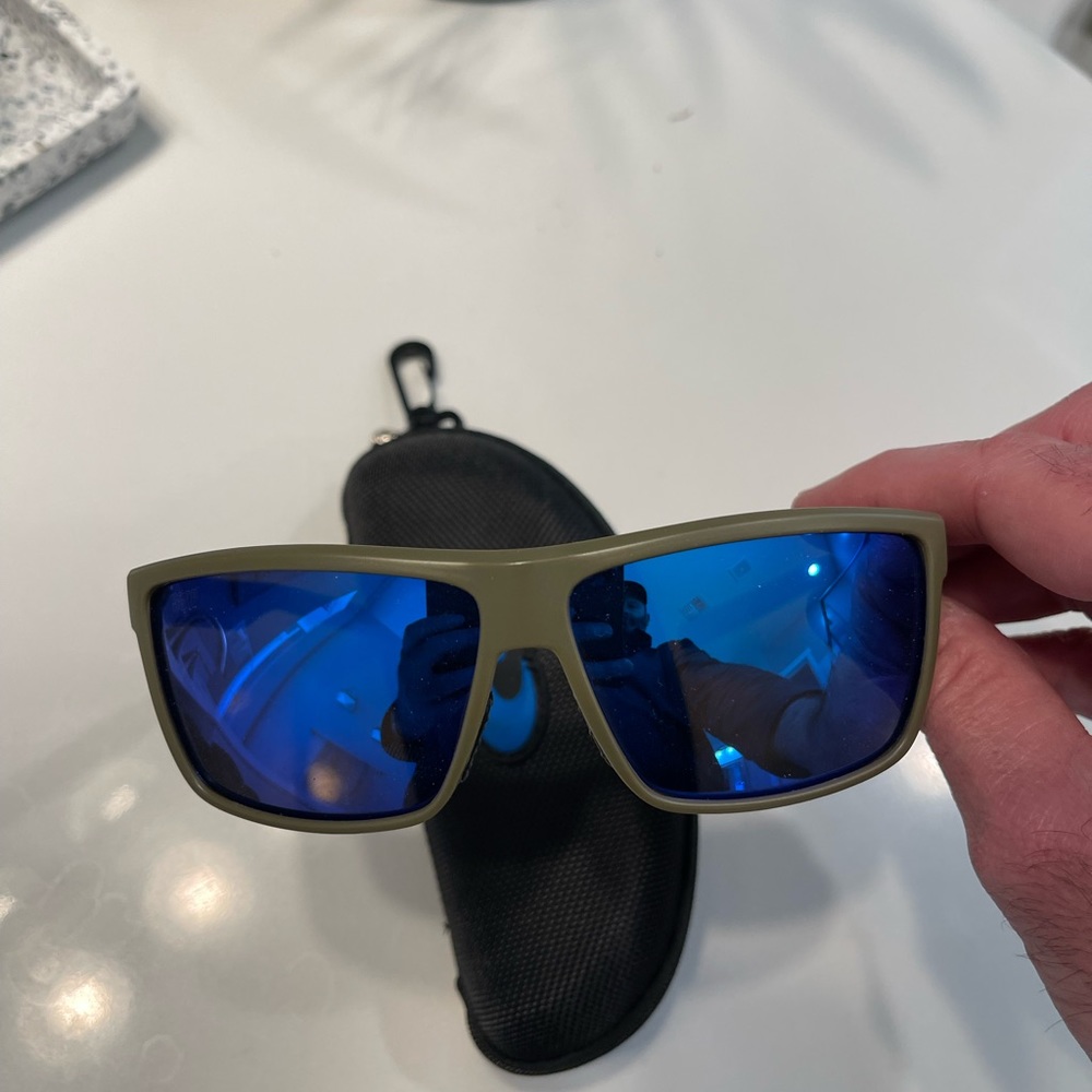 Costa Sunglasses with Blue Lenses and Tan Frame